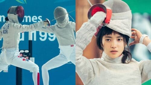Screenshots of fencing scenes in Twenty-Five, Twenty-One